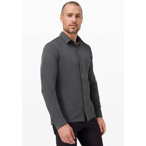 Lululemon Mens Commission Long Sleeve Button Down Oxford Gray Medium